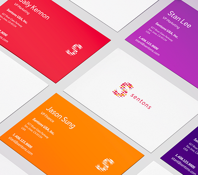 Sentons Corporate Identity business cards color palette logo design stationery design