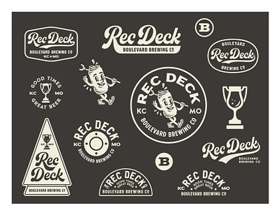 Rec Deck Brand Identity & Logo System bar beer beer bar beer bottle beer packaging brand design brand identity can icon logo logo design shuffle board sports trophy