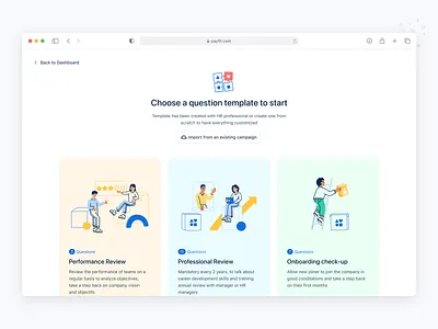 Choose a template 🤍 1:1 app cards creation flow form illustration interface minimal module payfit perf perf review performance review template thomas michel thomasmichel ui ux