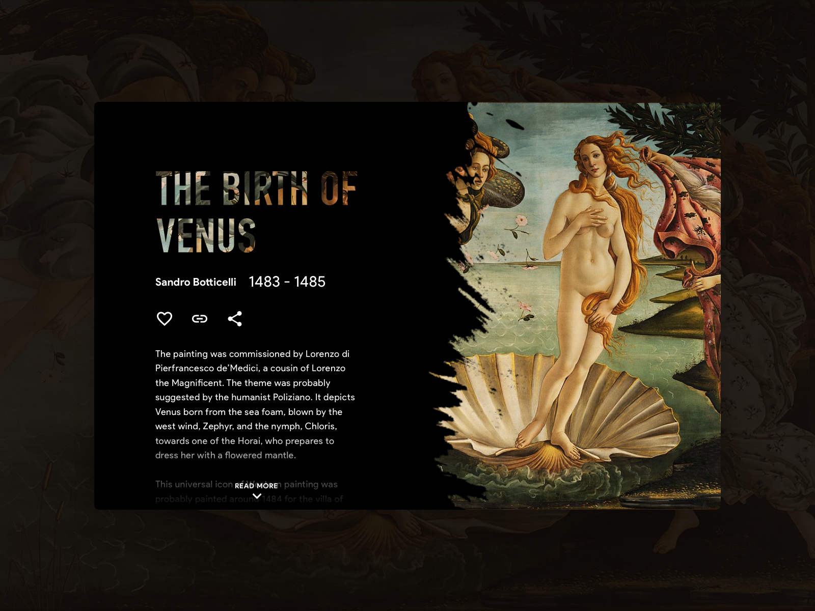 Example of The Birth Of Venus - Art Gallery Website Page