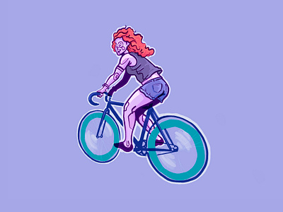 BORN 2 RIDE bike biker cycling cyclist digital illustration digital painting drawing fixedgear fixie illustration procreate purple woman