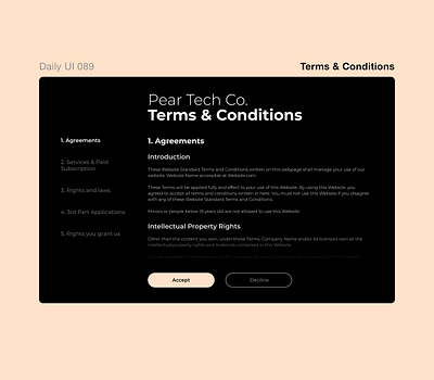 Daily UI 089 - Terms & Conditions daily 100 challenge daily ui dailyui terms of service ui uidesign uiux ux