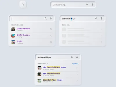 Skeumorphic Search Components design illustration neumorphic neumorphism product design skeumorphic ui ux visual design web