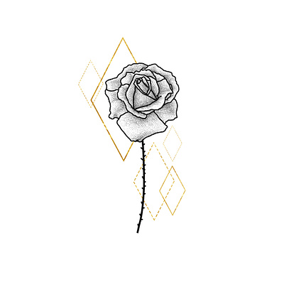 Geometric Rose design dotwork editorial editorial illustration floral floral background greeting card illustration tattoo wall art