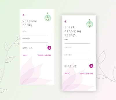 Self Tracker App bloom dailyuichallenge green health light mobile mobile app mobile ui pastel pink uidesign