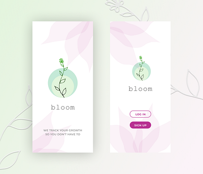 Self Tracker App bloom dailyuichallenge green light mobile mobile app pastel pink ui uidesign ux