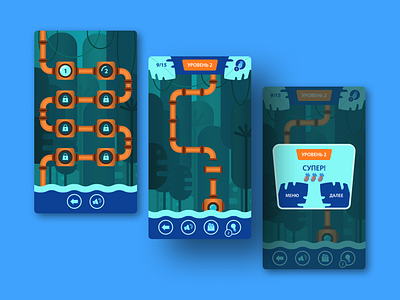 Jungle Pipes — Mobile Game figma figma design jungle mobile mobile app design mobile design mobile game mobile game ui mobile ui pipes