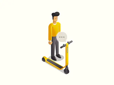What's he saying? electric electric kick scooter human illustration isometric isometric art isometric illustration mobility modern procreate scooter sharing yellow