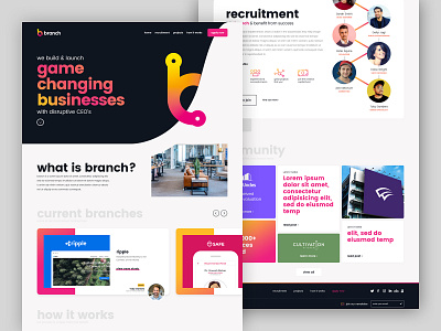 Branch Homepage bold clean clean ui colour design design agency gradient landing landingpage startup ui uiux ux