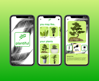 Plantiful App app concept daily ui design interface plant plant care planting plants ui ux