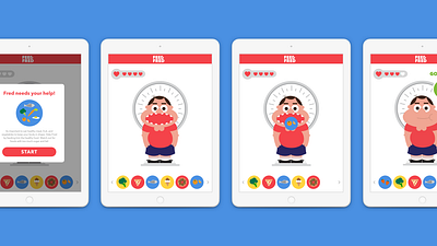 Feed Fred: A Nutrition Game app branding children design flat icon illustration logo ui vector