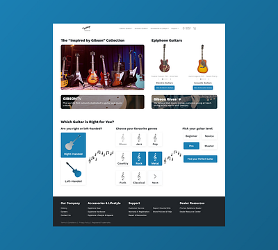 Epiphone Website Redesign design flat interaction design interation minimal ui web