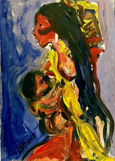 Native Woman and Child by BRUNI abstract african colorful art fine art indigenous native woman native woman people portraits woman and child woman portrait