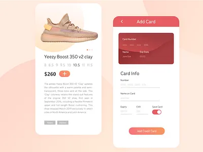 Daily UI 01 - Card Check Out add card checkout credit card interface mobile payment shoe sketch ui ui design yeezy