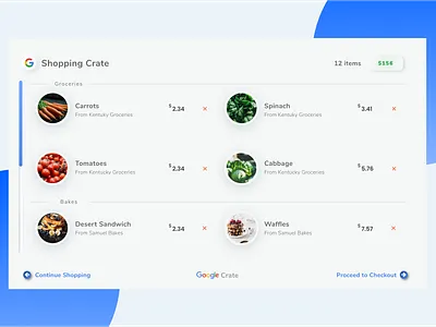 Shooping Cart - Google Crate app design neumorphic typography ui web