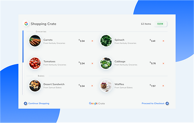 Shooping Cart - Google Crate app design neumorphic typography ui web