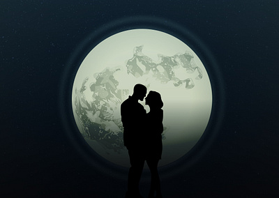 Moonlight Silhouette Vector Art illustration love lovers moon moonlight night sketchapp sky vector