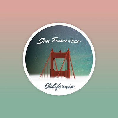 San Francisco Fog Vector Sticker fog golden gate golden gate bridge illustration night san francisco sf sketchapp stars sticker vector