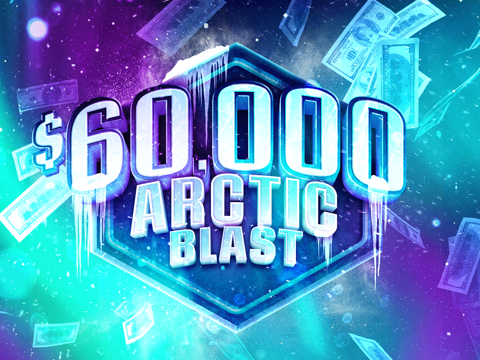 $60,000 Arctic Blast Promo 3d advertising arctic badge billboard cash casinos cherokee gambling gaming oklahoma outdoor poster print promo promotion roland text effect winter