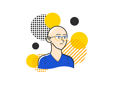 Bald Guy art artist blue graphicdesign guy ui ux vector vector illustration