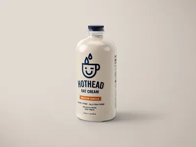 Hothead Oat Cream bottle branding coffee logo milk packaging smile