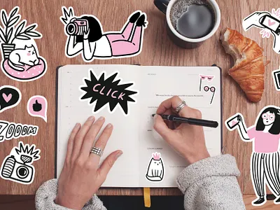 Cute photo stickers cute design drawing graphic logo photo photographer print stickers vector