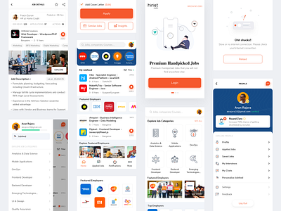 Hirist App Design - Jobsearch android design animation app app designer clean ui illustration ios design minimal mobile app design product design
