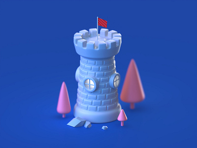 Castle Tower 3d castle cinema 4d low poly medieval tower