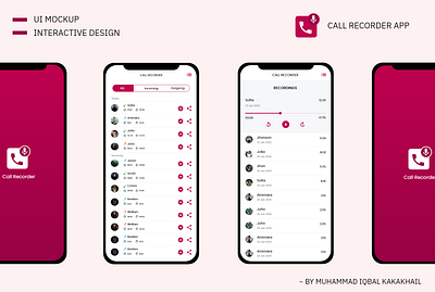 CALL RECORDER APP android app design interaction design ios app mobile ui mockup ui ui ux uidesign ux