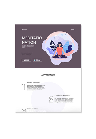 Challenge/ day 1/ meditation website design figma figma design graphic ui ux vector web website