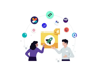 BasiQ Collaboration article blog branding character chat collaboration design editorial icon icon set illustration message office remote rocket slack startup talk ui ux vector