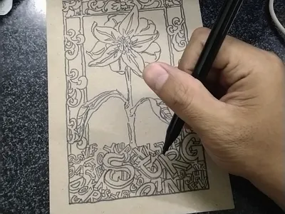 Flower & Letters alphabet flower handdrawn types