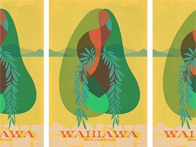 Wahiawa Welcomes You aloha hawaii illustration lei oahu print retro surf surf art vintage