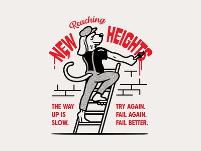 New Heights design dog doodle drawing illustration ladder logo painter typography vector