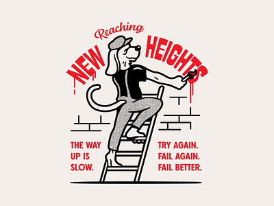 New Heights design dog doodle drawing illustration ladder logo painter typography vector