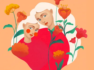 Same flower girls illustration mother procrete woman