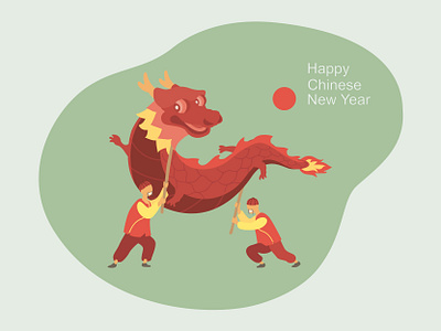 barongsai art asia barongsai carnival character china chinese dancer design dragon festival flat lunar new year oriental rat retro traditional vector vintage