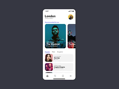 Concert App UI app clean concept concert design figma flat interface iphone minimal mobile ui ux
