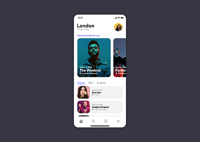 Concert App UI app clean concept concert design figma flat interface iphone minimal mobile ui ux