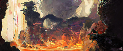 Volcano Mill 2d art concept art digital painting environment photoshop project