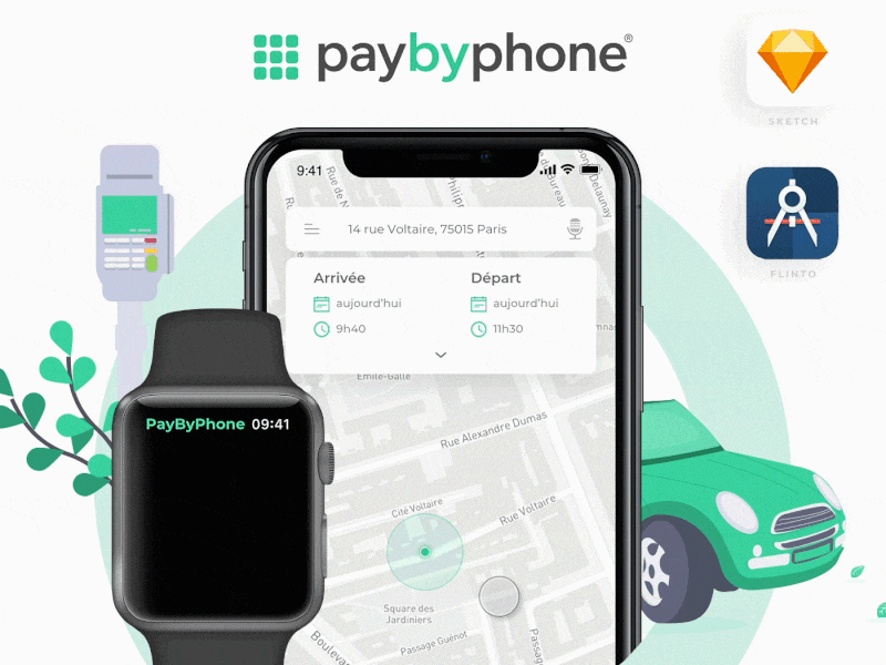 PayByPhone - App redesign (UI & Interactive design) app app design apple watch car car app design green interaction iphone motion motion design park parking parking app pay smartphone ui ui design ux watch