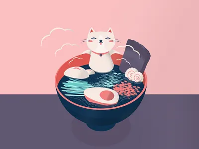 Ramen Cat branding design graphic illustration illustrator logo ui vector web website