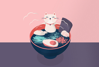 Ramen Cat branding design graphic illustration illustrator logo ui vector web website