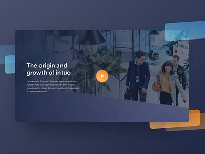Intuo - video blue component design mockup orange overlay pause play player stop video videoplayer web webdesign