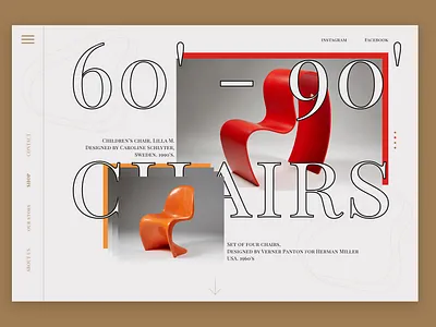 60'- 90' FURNITURE STORE chair clean concept design flat sketch store ui ux ux design web website