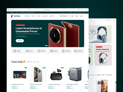 Techvive – E-Commerce Website for Electronics & Gadgets e commerce design e commerce ui electronics e commerce electronics uiux online electronics store tech e commerce portfolio tech product layout tech website design