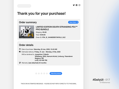 DailyUI–017 017 confirmation dailyui email receipt sketchapp ui ux