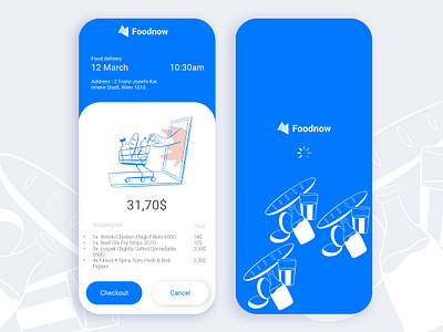 Ui design for food delivery app blue booking checkout delivery design food illustration ui