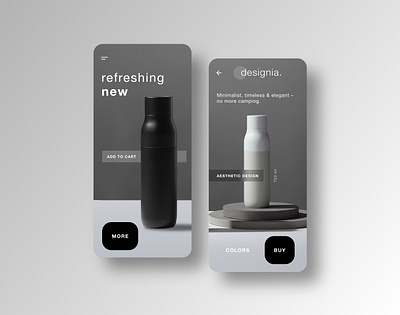 designia. | Minimal Product Mobile Design app bottle ecommerce ecommerce shop marketing minimal minimalist mobile mobile app mobile ui shop ui