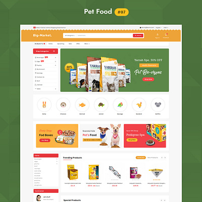 Big Market Pet Food - eCommerce Multi-purpose Website Design ecommerce opencart prestashop responsive shopify templatetrip woocommerce wordpress